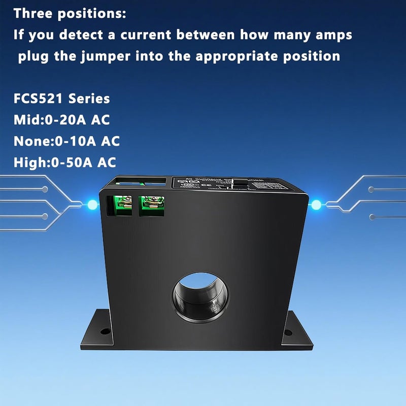 nodehawk FCS521-SD-10V Current Transmitter Transformer Sensor AC Current Converter 0-50A, Push Button Switch, Automatic Operation, Black - Image 5
